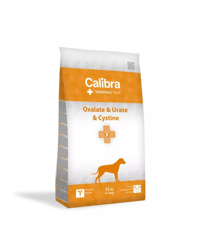 CALIBRA Veterinary Diet Dog Oxalate & Urate & Cystine 12 kg Täielik dieettoit koertele, kui on vaja vähendada oksalaatkive, tsüstiinikive, urakive.