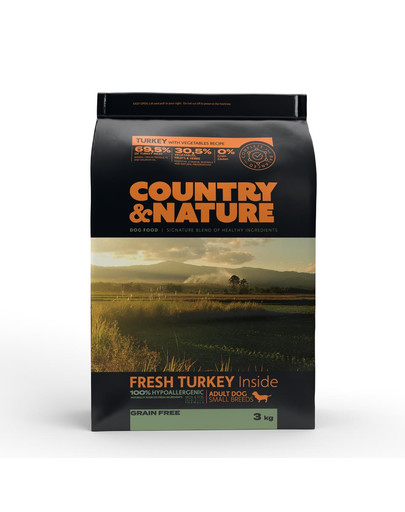 DR PETCARE Country&Nature Turkey with Vegetables Recipe 3 kg Väikeste tõugude koeratoit Türgi ja köögiviljad