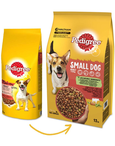 PEDIGREE Small dog Adult  kuivtoit väikestele tõugudele veiseliha ja köögiviljadega 12 kg