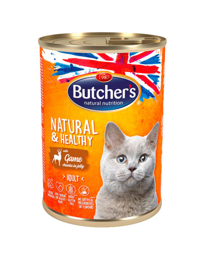 BUTCHER'S Natural&Healthy Cat hirveliha tükkidega tarrendis 400 g