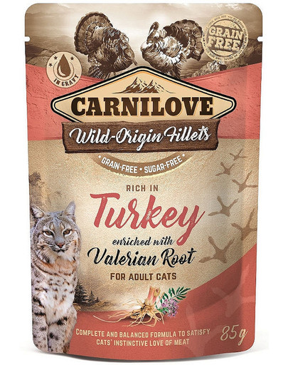 CARNILOVE Cat Pouch Turkey & Valerian 85g kalkun ja palderjan