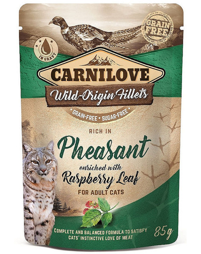 CARNILOVE Cat Pouch Pheasant & Raspberry leaves 85g faasaniliha ja vaarika lehed