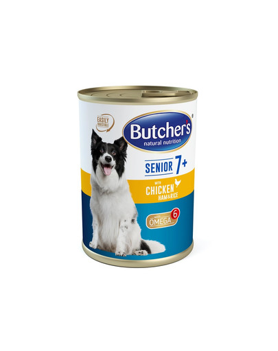 BUTCHER'S WCD Blue+ Senior konserv kanaliha-, singi- ja riisiga 390 g