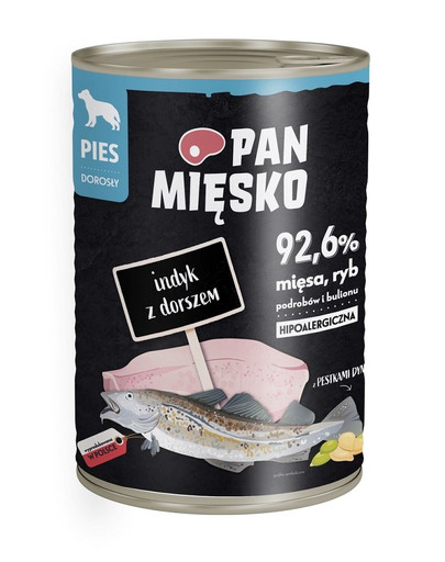 PAN MIĘSKO Kalkuniliha tursakalaga hüpoallergeenne märja koeratoit 400g