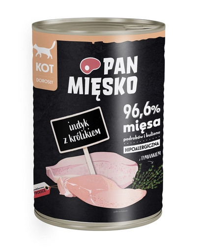 PAN MIĘSKO Kalkuniliha küülikuga hüpoallergeenne märgtoit 400g