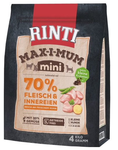 RINTI MAX-I-MUM Mini Adult Chicken kanalihaga väikestele tõugudele 4 kg
