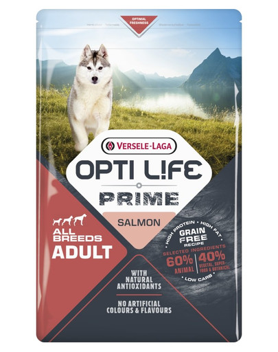 VERSELE-LAGA Opti Life Prime Adult Salmon 2,5kg  lõhega  teraviljavaba
