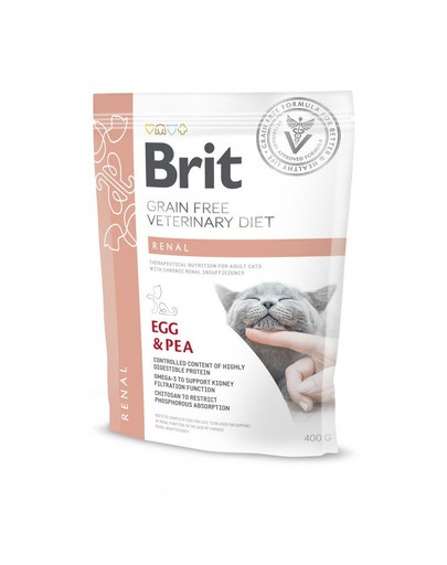 BRIT Veterinary Diets Cat Renal 400 g täiskasvanud kassidele, kes kannatavad neerupuudulikkuse all.