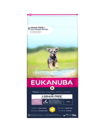 EUKANUBA Puppy Grain Free S/M Väikesed ja keskmised tõud 12 kg