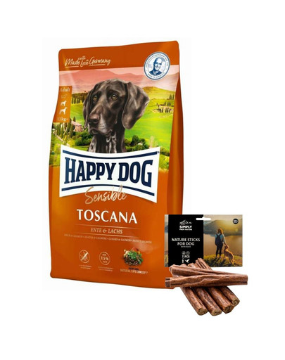 HAPPY DOG Supreme toscana 12,5 kg + naturaalsed sigarid pardilihaga 7 tk.