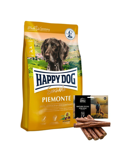 HAPPY DOG Supreme piemonte 10 kg + naturaalsed sigarid pardilihaga 7 tk.