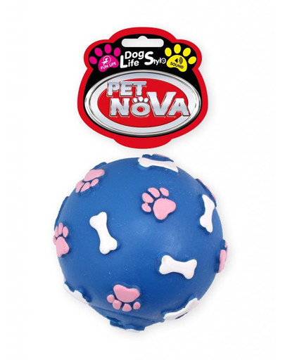 PET NOVA DOG LIFE STYLE käpa- ja luumustriga pall 9cm sinine
