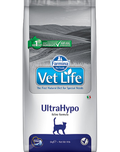 FARMINA Vet Life Cat Ultrahypo 10 kg Veterinaarne täistoit täiskasvanud kassidele, kes kannatavad toiduallergia all