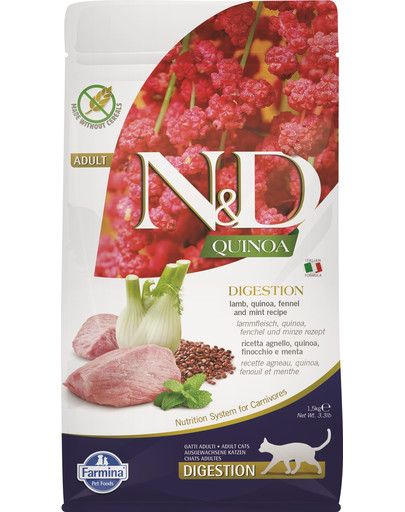 FARMINA N&D Cat Quinoa Digestion lambaliha ja apteegitill 1,5 kg