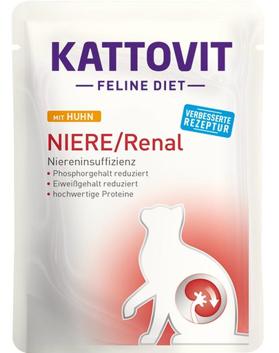 KATTOVIT Feline Diet Niere/Renal kanalihaga  24 x 85 g Neerufunktsiooni toetamine kroonilise neerupuudulikkuse korral.