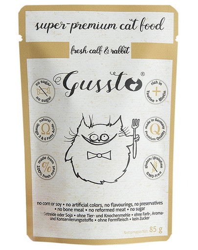 GUSSTO Cat Fresh Calf & Rabbit märja kassitoit vasikaliha ja küülik 24x85g