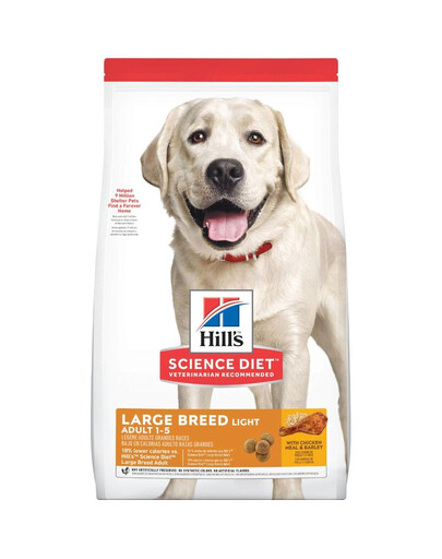 HILL'S Science Plan Adult Light Large breed kuivtoit kanaga 28 kg (2x14 kg) vähem aktiivsetele täiskasvanud suurt tõugu koertele,