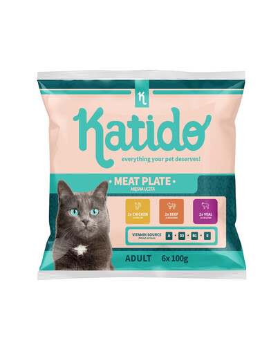 KATIDO Meat Plate kassile kottides 48x100g kana, vasikaliha, veiseliha kastmes