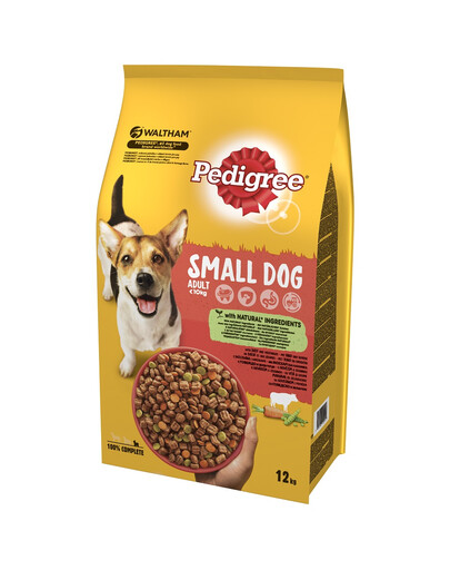 PEDIGREE Adult Small dog 12kg (väikestele tõugudele) veiseliha ja köögiviljadega + märgtoit 52x100g