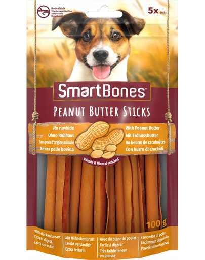 SMART BONES Sticks närimiskepid koertele maapähklivõi x 2 + mänguasi