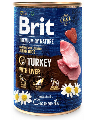 BRIT Premium by Nature 36 x 400 g kalkuni ja maksa märja kutsikatoid