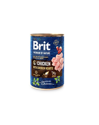 BRIT Premium by Nature Chicken&Hearts 24 x 400 g märgtoit koertele kanalihaga ja kanasüdameid.