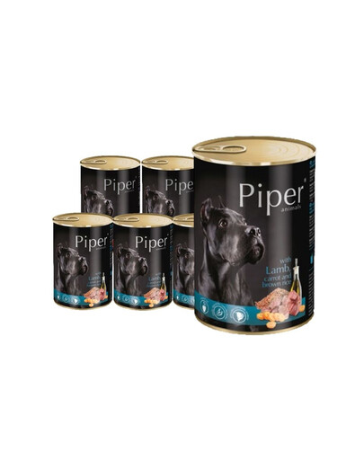 DOLINA NOTECI PIPER lambaliha, porgandite ja pruuni riisiga märja toiduga täiskasvanud koertele 24x400 g