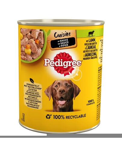 PEDIGREE Cuisine Adult 800g purk - täisväärtuslik märgtoit täiskasvanud koertele lambaliha, pasta ja porgandiga kastmes