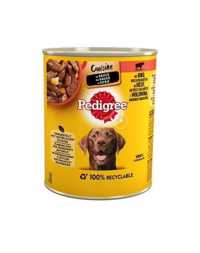 PEDIGREE Cuisine Adult 800g purk - täisväärtuslik märgtoit täiskasvanud koertele veiseliha, pasta ja porgandiga kastmes