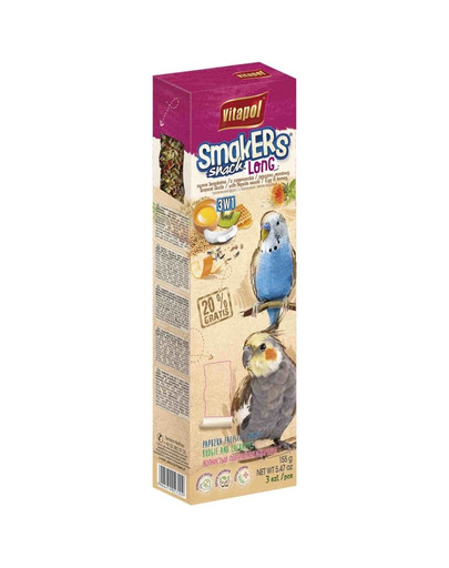 Vitapol Smakers Long mix 3in1 maiuspala eksootiliste puuviljade, mooniseemnete, munade ja meega papagoidele ja nümfidele 150 g
