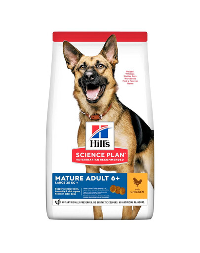 HILL'S Science Plan Canine Mature Adult 6+ Large breed  Kana18kg vanematele suurtõugu koertele + 3 konservi TASUTA
