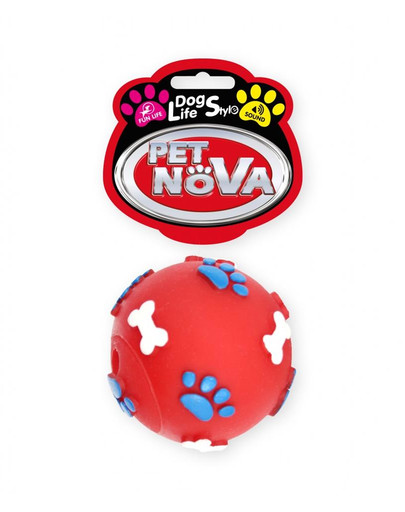 PET NOVA DOG LIFE STYLE käpa- ja luumustriga pall 6cm punane