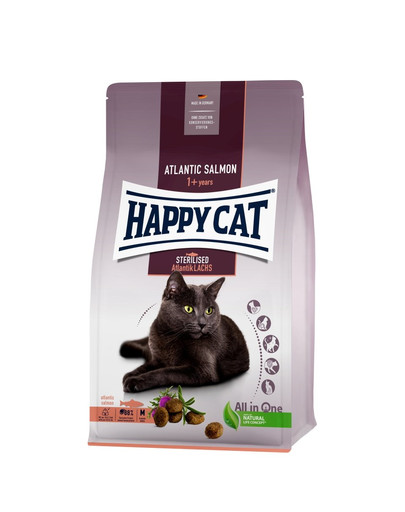 HAPPY CAT Sterilised Atlandi lõhe 10kg kastreeritud kassidele