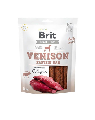 BRIT Jerky Snack Venison Protein bar 200 g ulukiliha maiuspala