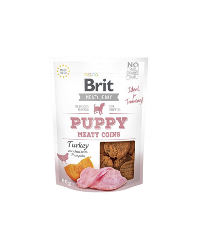 BRIT Jerky Snack Turkey Meaty coins for Puppies 80g kanaliha- ja kalkunilihaga miuspala