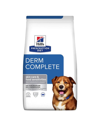 HILL'S Prescripition Diet Canine Derm Complete 4 kg sisaldab kõiki teie koera jaoks vajalikke toitaineid