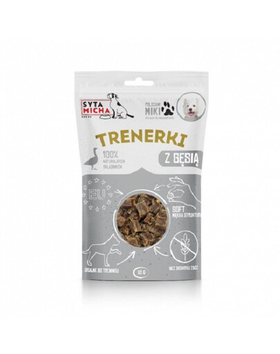 SYTA MICHA Treningówki z gęsią dla psa 80g