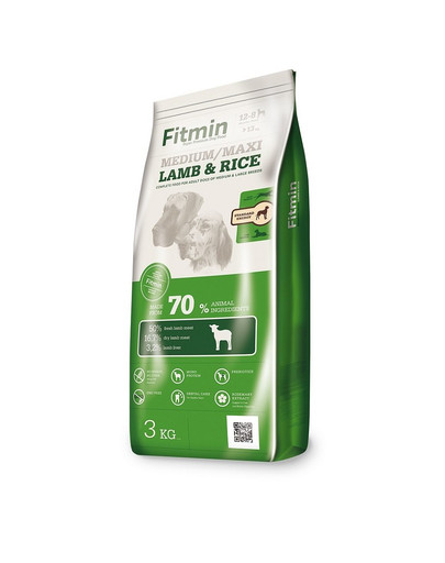 FITMIN Dog medium maxi lambaliha&riisi koeratoit keskmistele ja suurtele tõugudele 3 kg