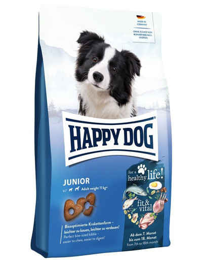 HAPPY DOG Supreme Fit&VItal Junior 10 kg Täistoit noortele koertele alates 7 kuu vanusest.