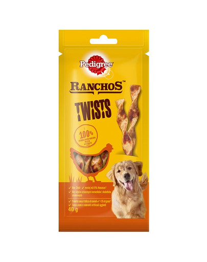 PEDIGREE Ranchos Twists 40 g kanarikkaid koerte maiuspalasid