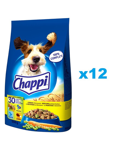 CHAPPI Kuivtoit kodulindudega 12x500g täiskasvanud koertele
