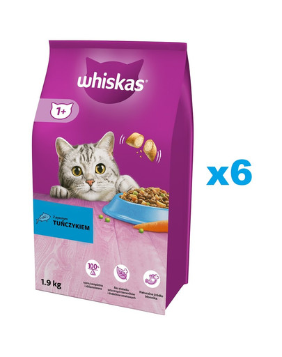 WHISKAS Adult 6x1,9 kg kuivtoit kassidele maitsva tuunikalaga