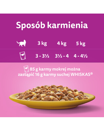 WHISKAS Senior kotike 85g Poultry Feast märgtoit vanematele kassidele želatiinis: kana, kalkun, kalkuniga