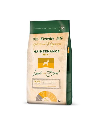 FITMIN Dog Nutritional Programme Mini Maintenance Lambaliha ja veiseliha 12 kg täiskasvanud väikest tõugu koertele