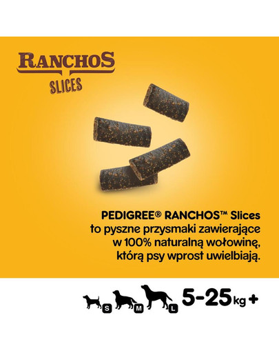 PEDIGREE Ranchos Slices 8 x 60g - koerte maiuspalad veiselihaga