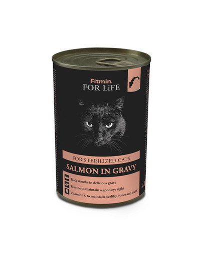 FITMIN For Life Cat Tin Sterilized Salmon 415g steriliseeritud kassidele lõhega
