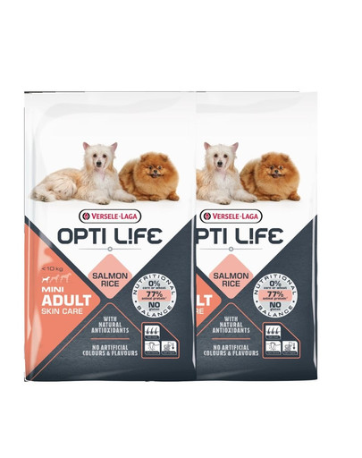 VERSELE-LAGA Opti Life Adult Skin Care mini väikestele tundliku nahaga koertele Lõhe 15 kg (2 x 7,5 kg)