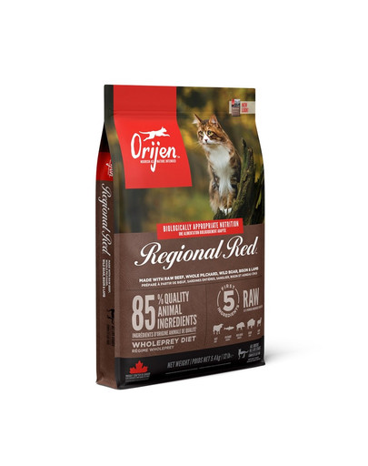 ORIJEN Regional Red Cat 5.4 kg Teraviljavaba kuiv täistoit täiskasvanud kassidele.