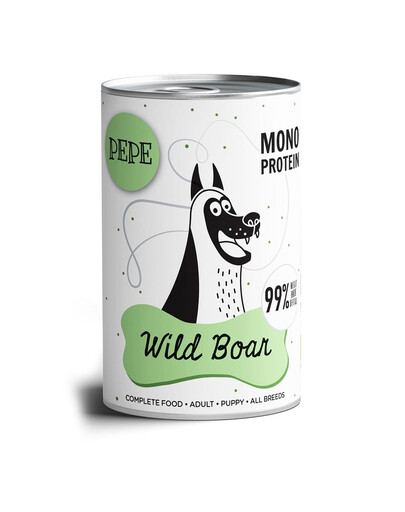 PAKA ZWIERZAKA PEPE Wild Boar 99% (hirve liha) 12x400 g