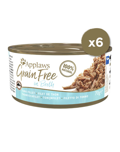 APPLAWS Cat Tin Grain Free 6 x 70 g Kasside märgtoit tuunikala puljongis